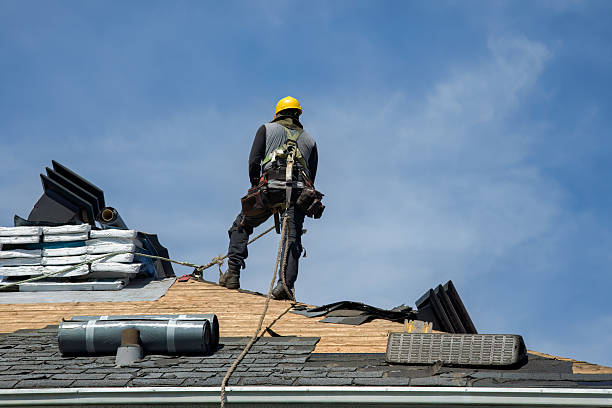 Professional Gutter Installation technician working in Utica, IN